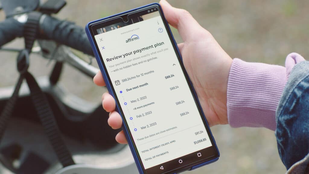 Affirm payment plan on mobile device