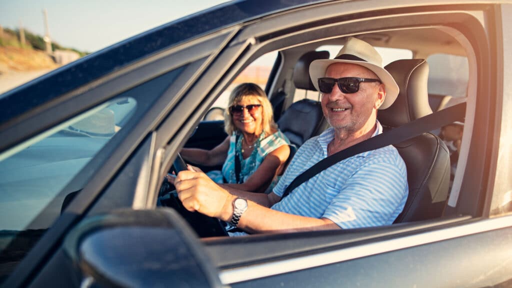 retired couple on road trip