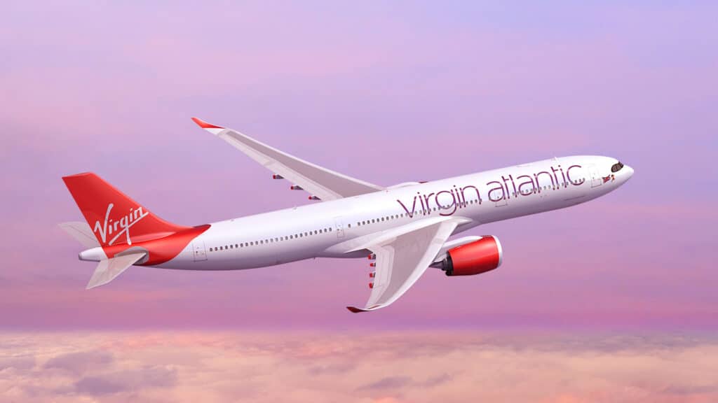 Virgin Atlantic plane in the air