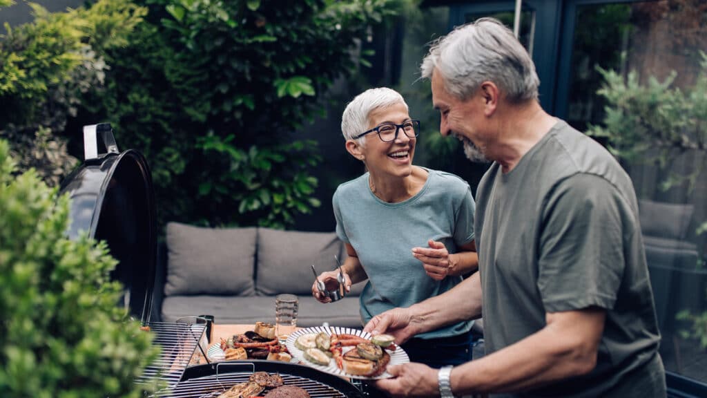 retired couple at the bbq