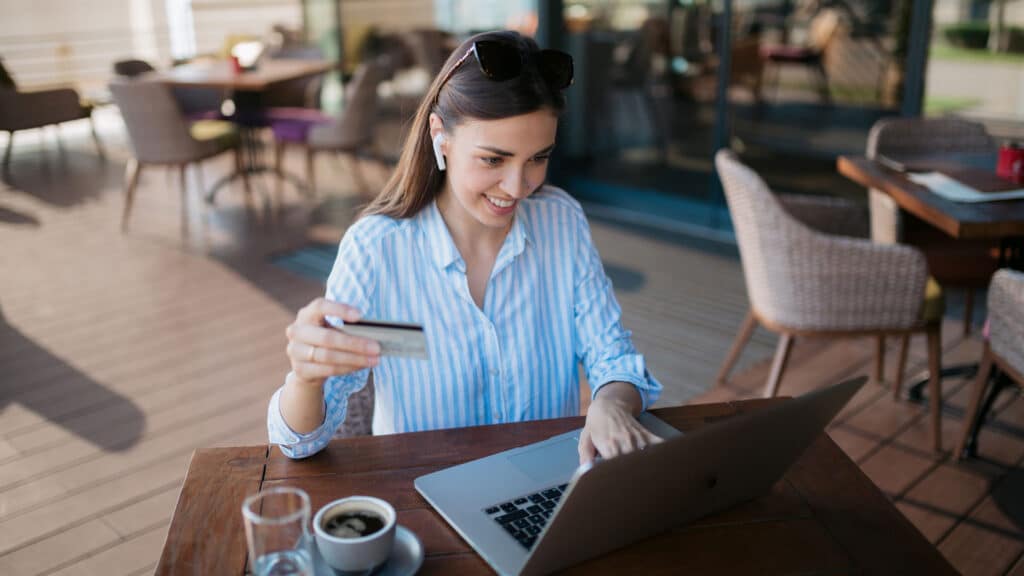 woman doing online banking