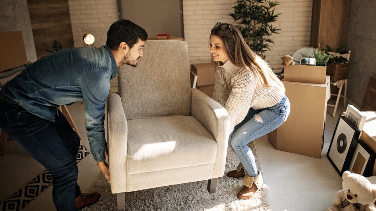 couple moving in new furniture