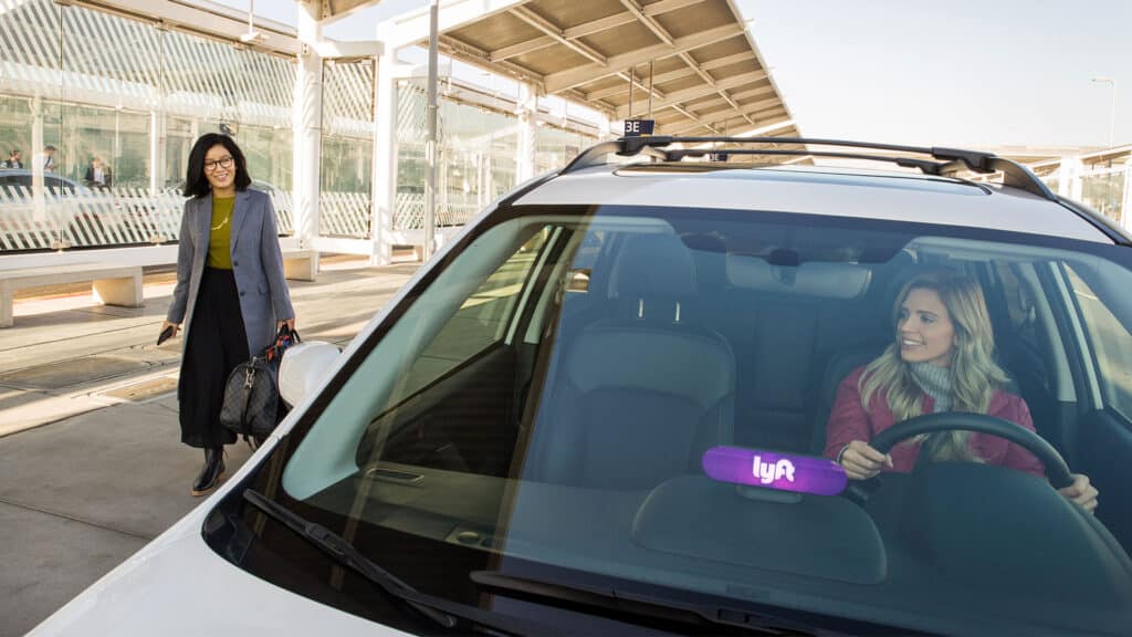 lyft driver picking up passenger