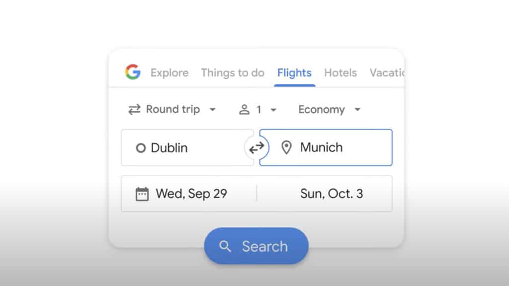 google flights search