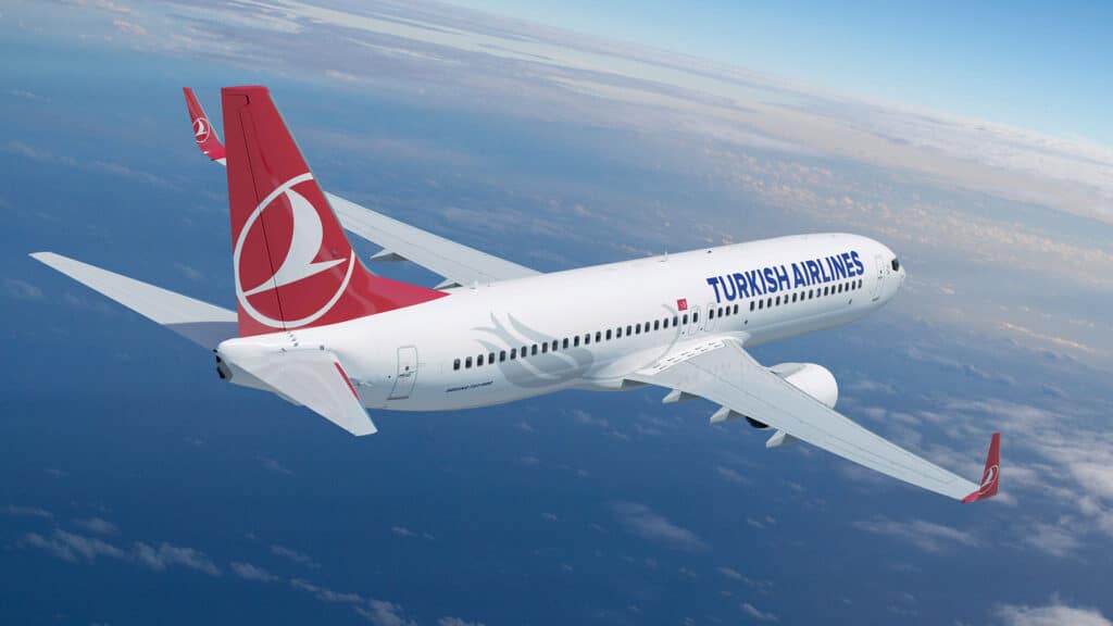 Turkish Airlines plane in the sky