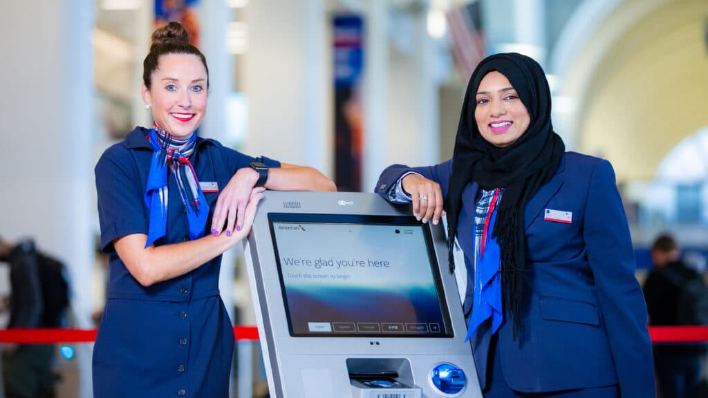 American airline check in and attendants