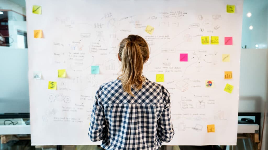 woman working on business plan