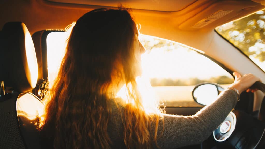 woman driving a car