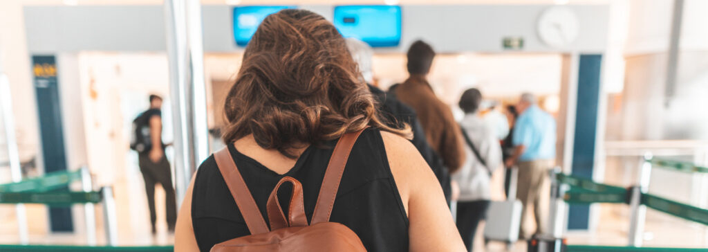 woman going through immigration