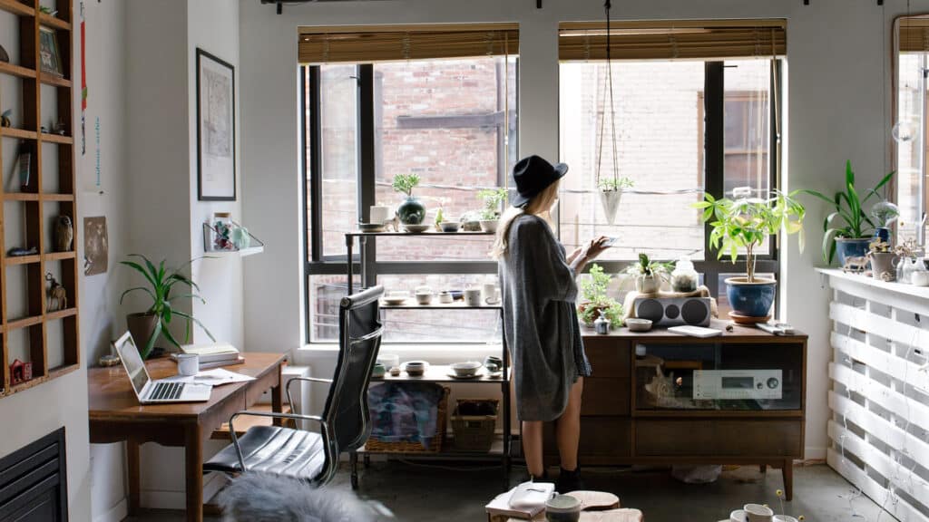 woman in her apartment