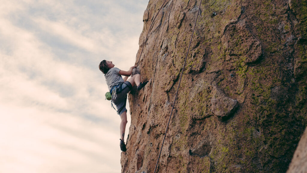 mountain climber on a rock