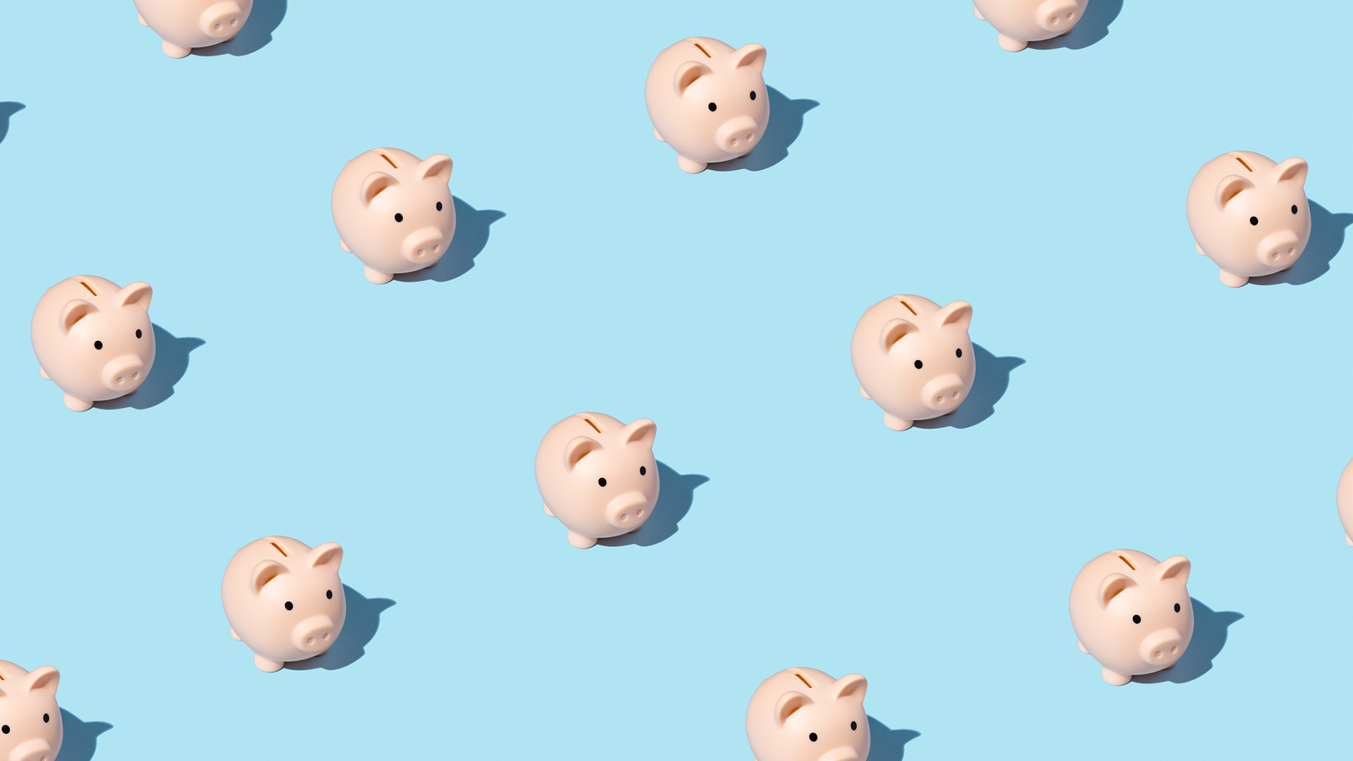 piggy banks on blue background