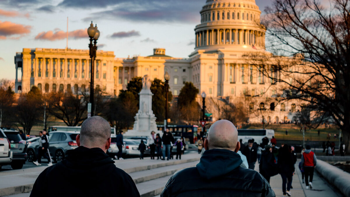 tourists walking in DC