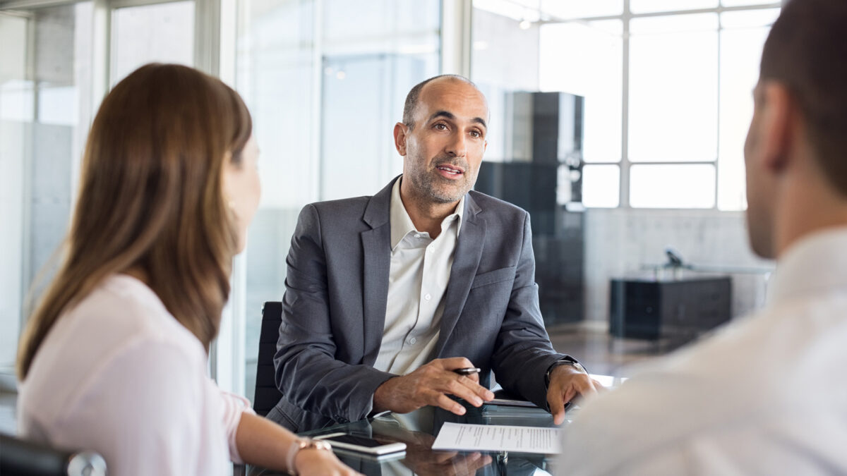 couple meeting with banking professional