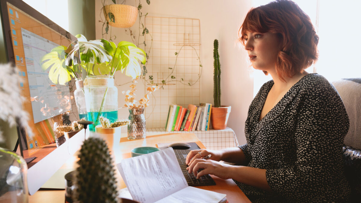 woman working from home