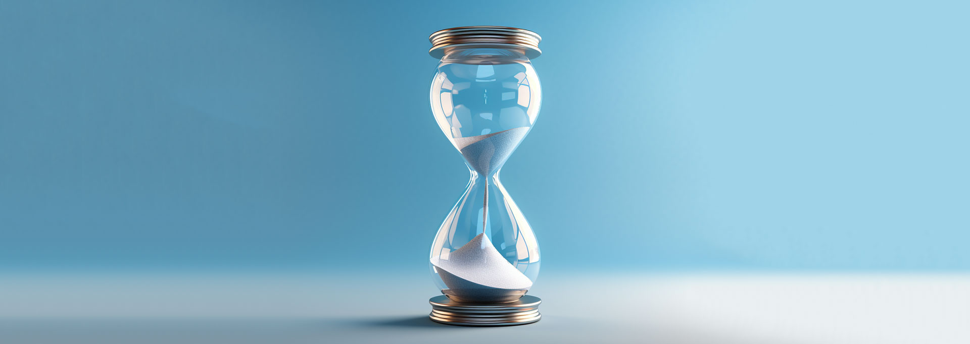 hourglass on blue background